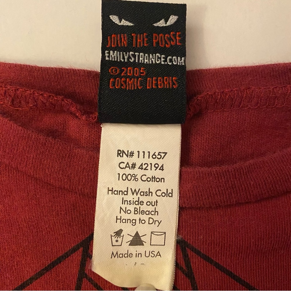 2005 Hot Topic Emily the Strange babydoll tee Faux button up goth size L - Picture 5 of 9